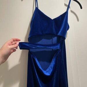 Blue Windsor Mini Dress with Cutout in Front